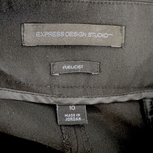 Express Publicist Black Dress Pants Size 10 Wide Leg Cuffed Hem Office Wear - Picture 7 of 9